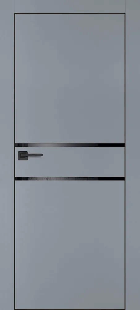 Межкомнатная дверь PX-18 черная кромка с 4-х ст. Серый матовый