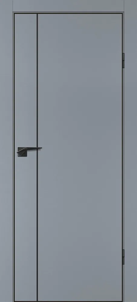 Межкомнатная дверь P-21  черный молдинг PET,  кромка ABS черная c 4-х ст. Серый матовый